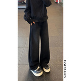 美式街头刺绣弯刀牛仔裤男女高街复古水洗百搭阔腿裤子，男装牛仔裤，星座511-1