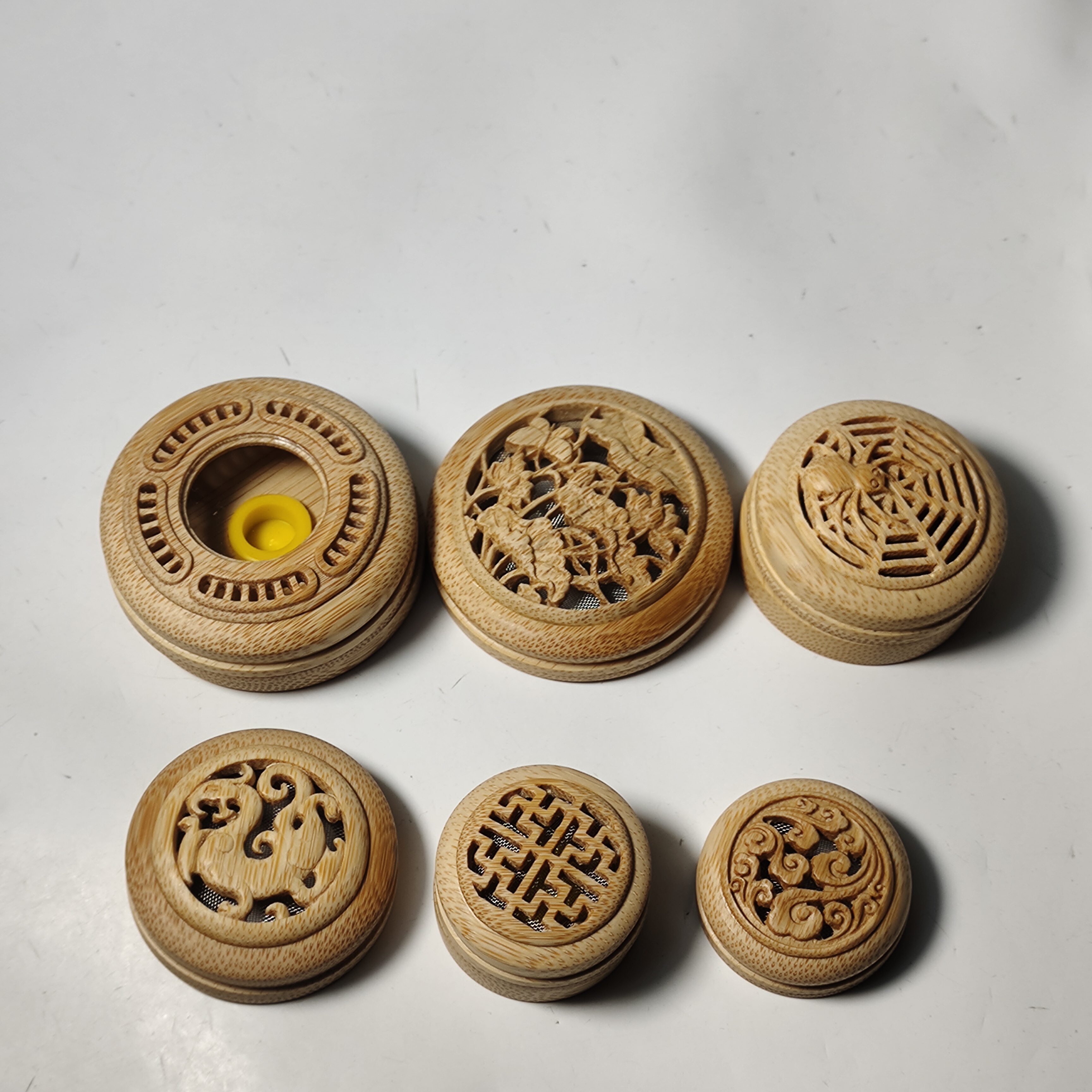 精品精工老玉竹根雕刻虫具蝈蝈虫罐叫罐蛐蛐罐蛉虫葫芦口盖底文玩