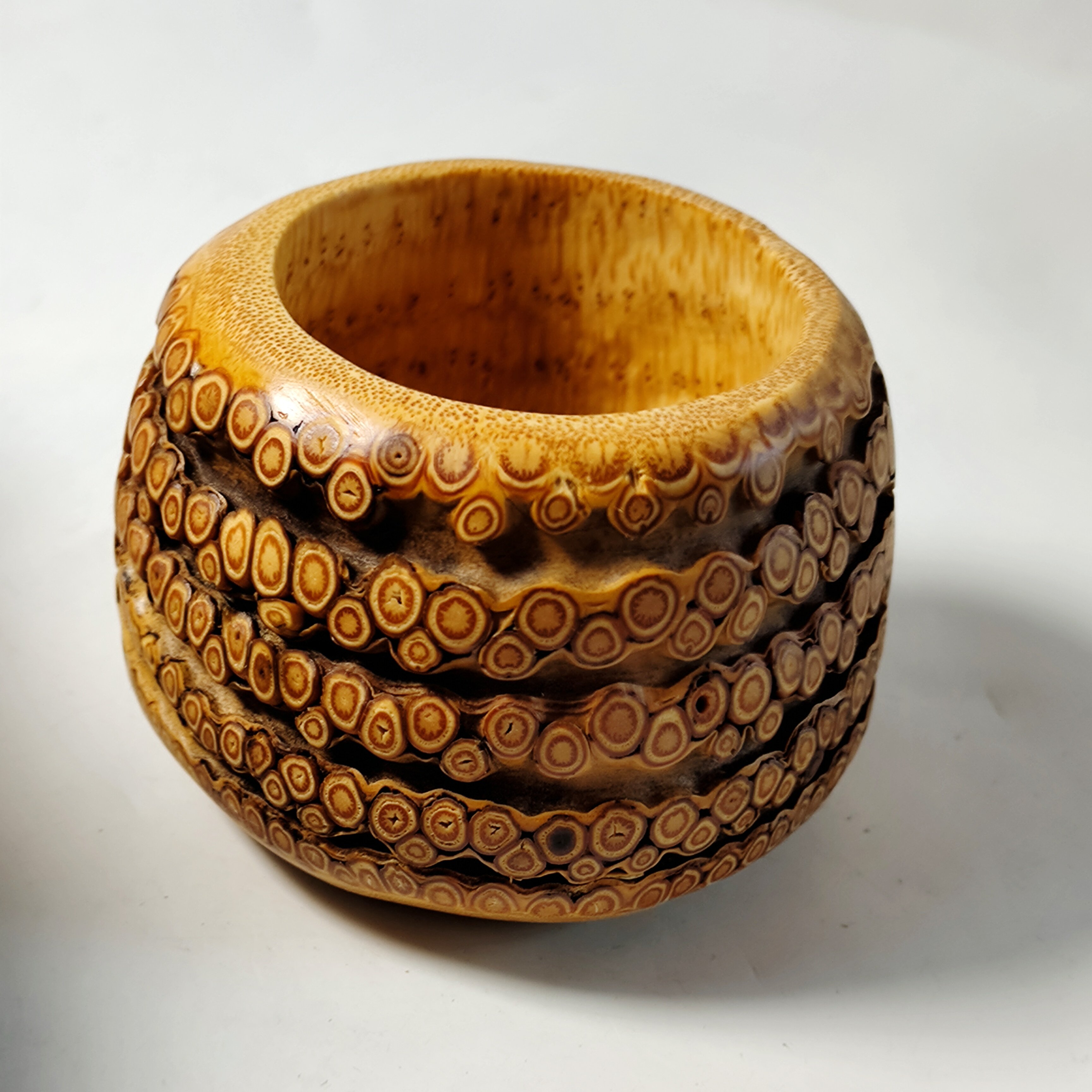 竹根雕花瓶坛子摆件造型花插收藏碗杯子烟灰缸笔洗水盂