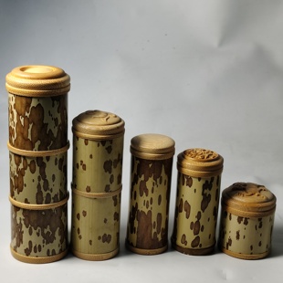 梅妃竹制茶叶罐密封储物罐小号便携旅行茶盒收纳茶仓茶道摆件