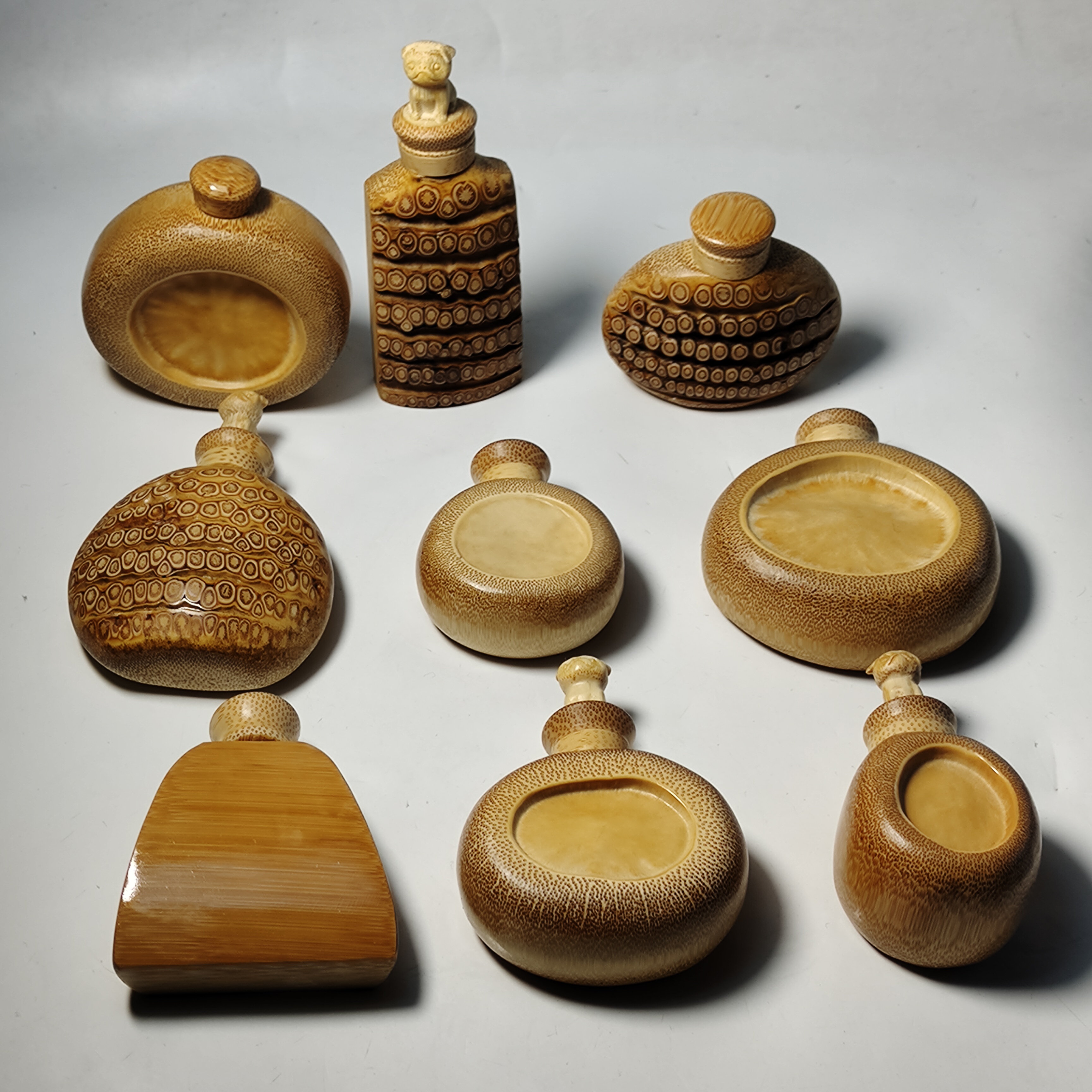 实心竹雕刻手工制作手把件