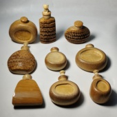 精品纯手工实心竹去皮把玩件鼻烟壶丝口文玩竹根收藏把件竹雕摆件