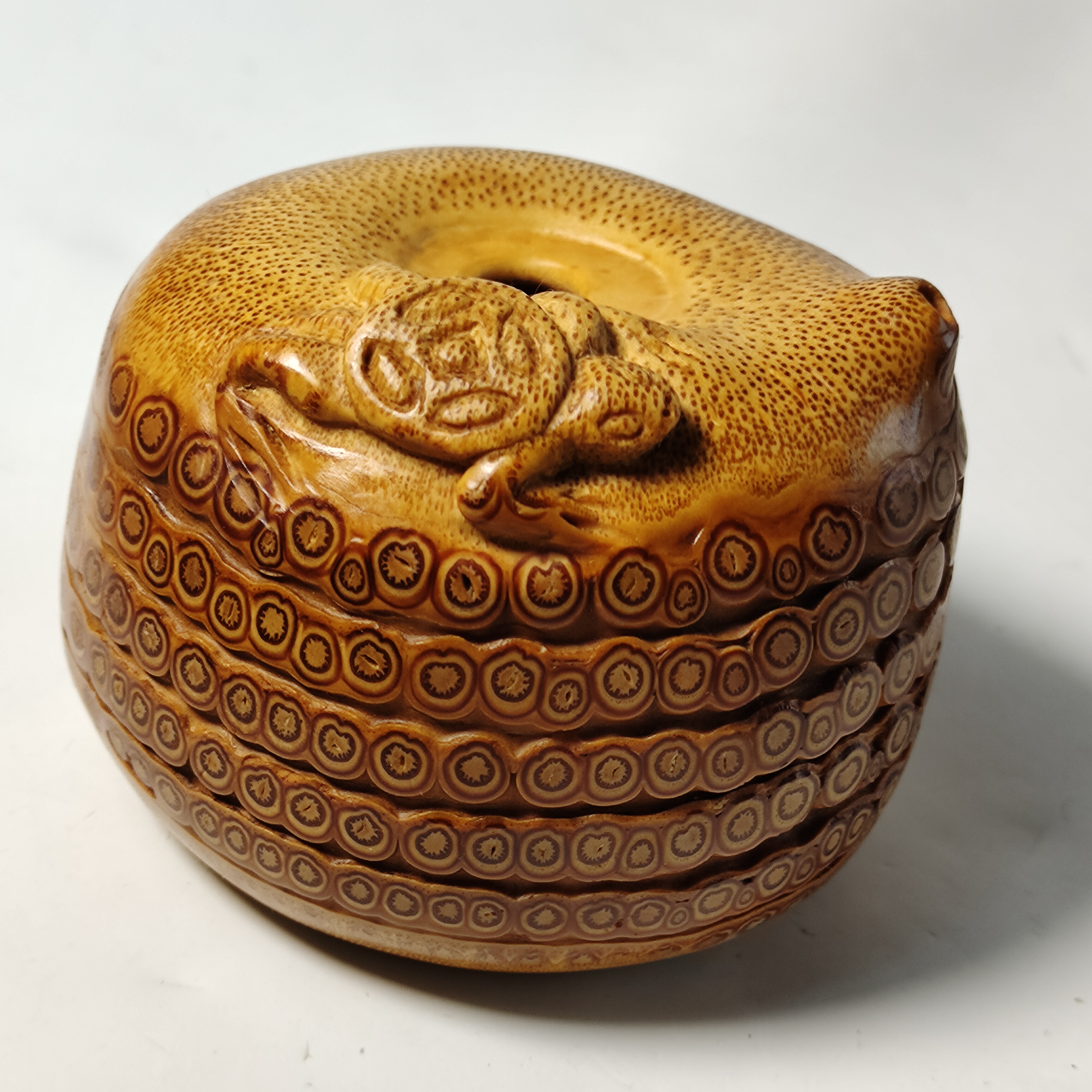 天然竹根雕富甲一方摆件把壶