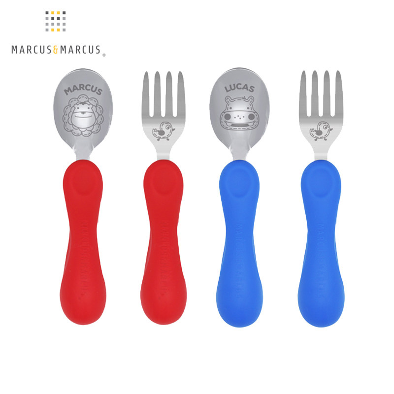 marcus马库狮叉勺宝宝吃饭短柄勺子婴儿训练辅食勺不锈钢儿童餐具,餐饮具,叉/勺/筷套装,淘宝优惠券,粉丝福利购,淘宝优惠卷