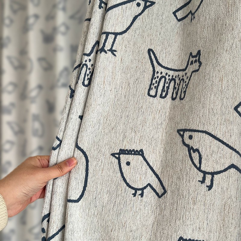 「动物乐园」韩国ins卡通动物简笔画儿童房卧室色织提花定制窗帘,居家布艺,定制窗帘,淘宝优惠券,粉丝福利购,淘宝优惠卷