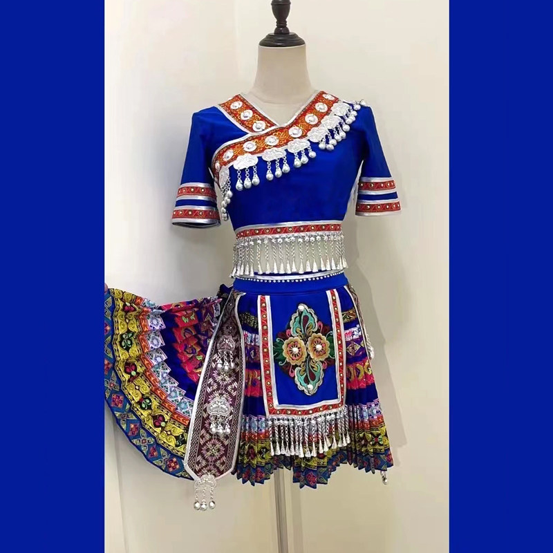 新款定制苗族舞蹈演出服少数民族艺考独舞服饰土家族表演服装