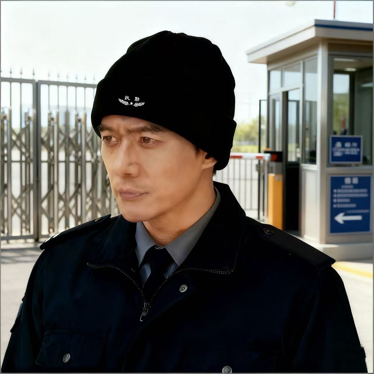 冬季加厚特勤保安执勤治安巡防安保帽子毛线帽男女针织护耳保暖