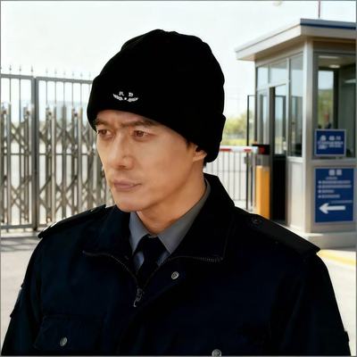 冬季加厚特勤保安执勤治安巡防安保帽子毛线帽男女针织护耳保暖