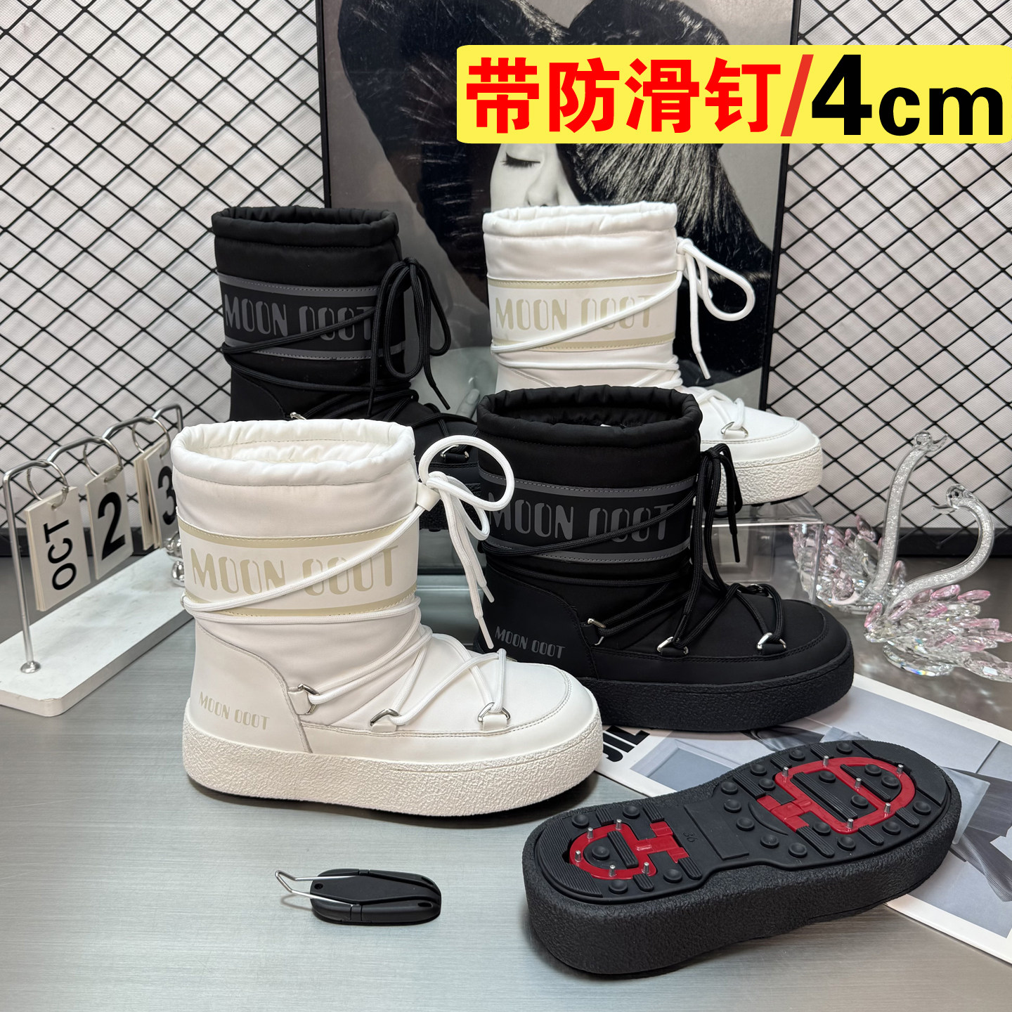 白色靴子女2026款短靴哈尔滨雪地靴东北户外棉靴加绒加厚保暖棉鞋