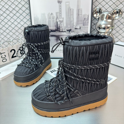 时尚褶皱厚底雪地靴冬季新款