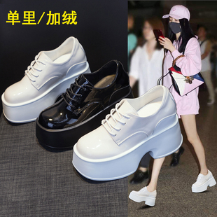 松糕鞋婚纱神器10cm小个子增高鞋2025英伦小皮鞋高级感内增高女鞋