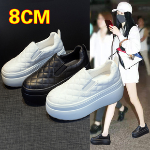 一脚蹬懒人鞋女2025年新款小个子松糕鞋33码增高鞋子超厚底乐福鞋