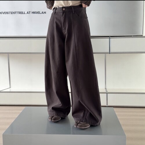 妍西家 诗歌兰女装26秋款32090时尚百搭咖色直筒休闲裤阔腿可退换