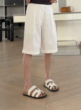妍西家 诗歌兰女装26夏58677时尚白色裤脚翻边休闲中裤口袋可退换