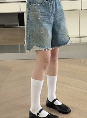 妍西家 诗歌兰女装26春夏90793时尚百搭高腰显瘦毛边破洞牛仔中裤