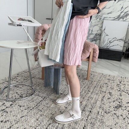 妍西家 诗歌兰女装26夏66620时尚粉色褶皱半身裙休闲百搭显瘦可退