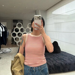 妍西家 26春款 7112时尚 百搭红色条纹背心打底内搭女 诗歌兰女装