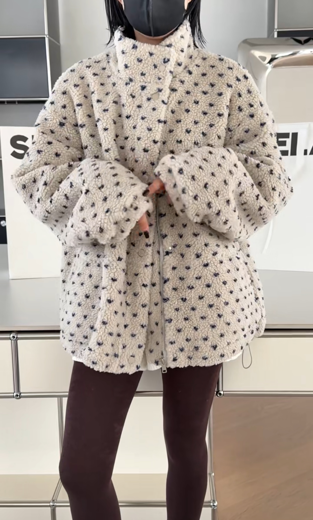 妍西家 诗歌兰女装25冬款38636气质百搭米色摇粒绒加棉保暖外套女