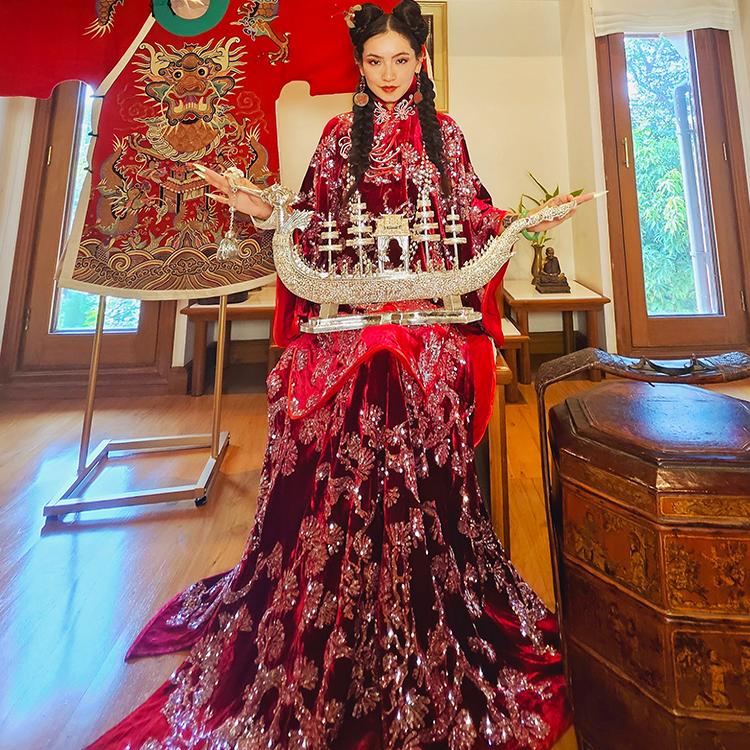 我是朱丽叶原创高端真丝乔琪绒重工钉珠内里真丝新国风连衣裙外套