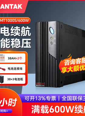 山特UPS不间断电源MT1000S 1KVA/600W延时1小时 含2只12V38AH电池
