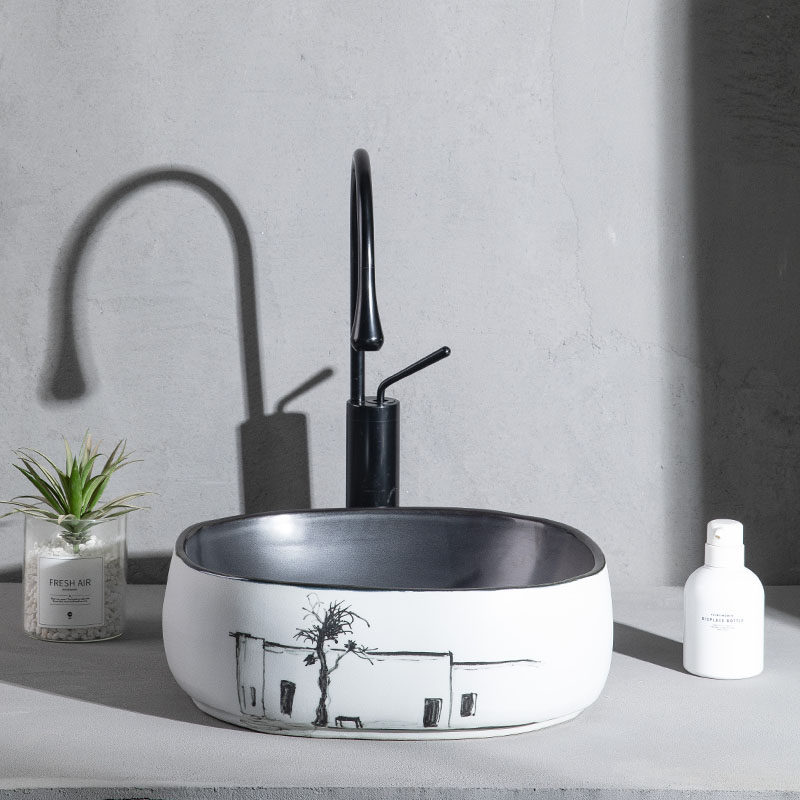 家用洗手台盆小尺寸艺术手绘阳台洗脸盆台上盆洗手盆卫生间洗手池