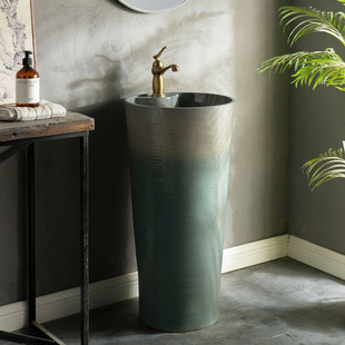 老式 柱盆 户外院子洗手池大号立柱盆艺术洗手盆台一体露台复古立式