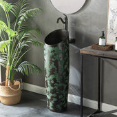 庭院水池洗面盆立柱盆洗手台盆一体立柱盆洗手盆落地式 洗脸盆柱式