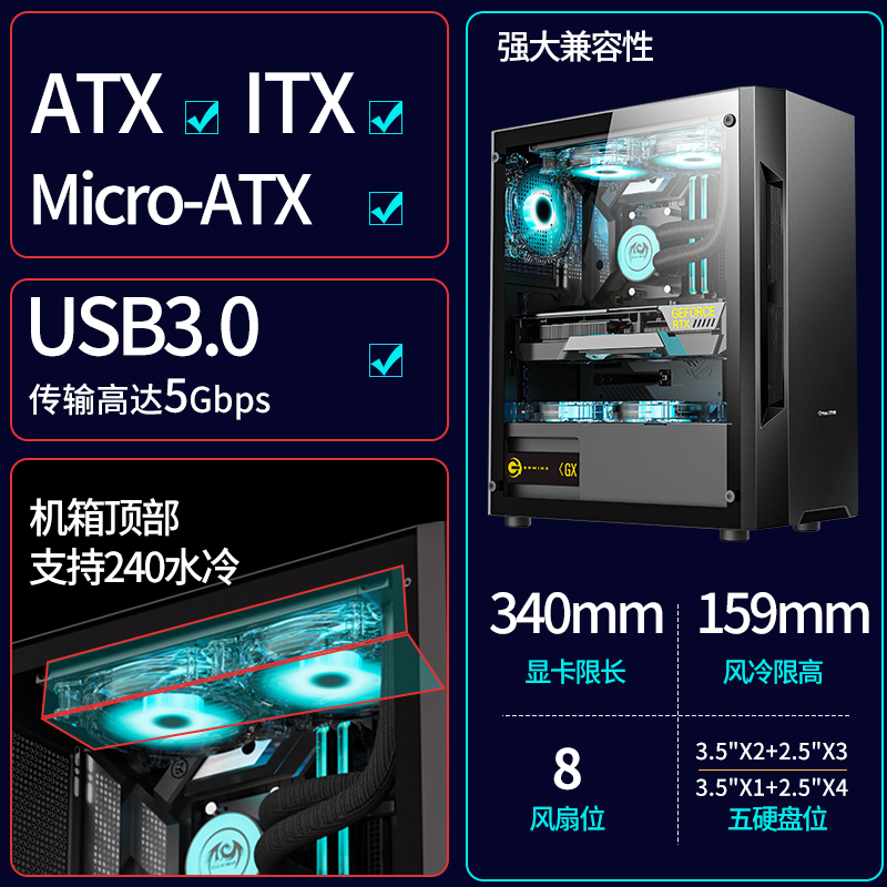 长城机箱玻璃侧透支持大板
