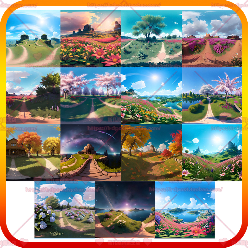 UE5虚幻5 Gorgeous Anime HDRI 卡通风格化HDR天空贴图卡通HDR图