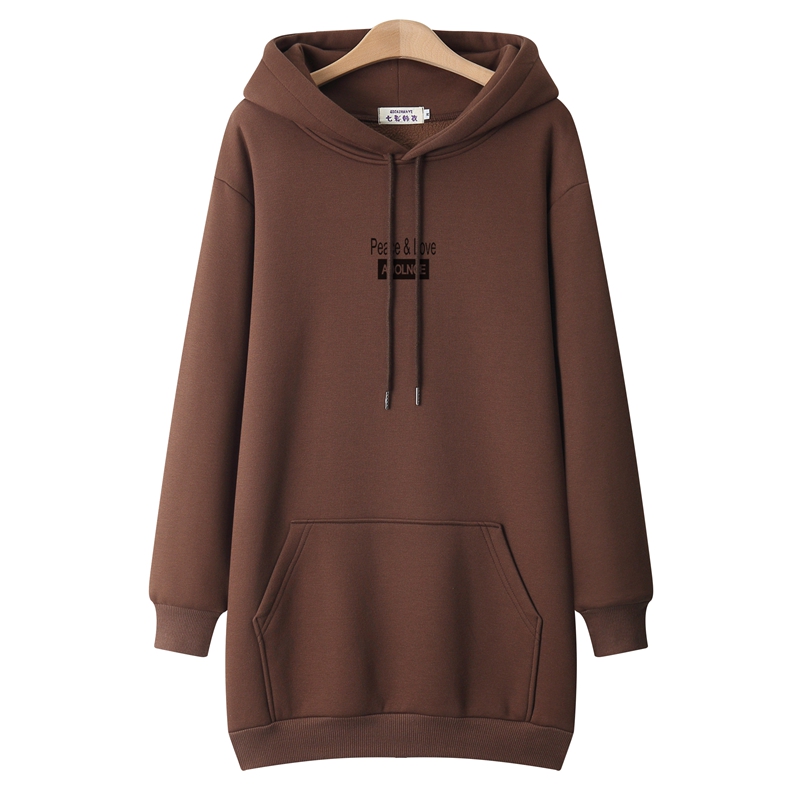 秋冬季中长款连帽宽松卫衣女2025新款加绒加厚大码外套胖MM上衣潮