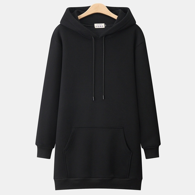 加绒加厚宽松纯棉遮臀卫衣女