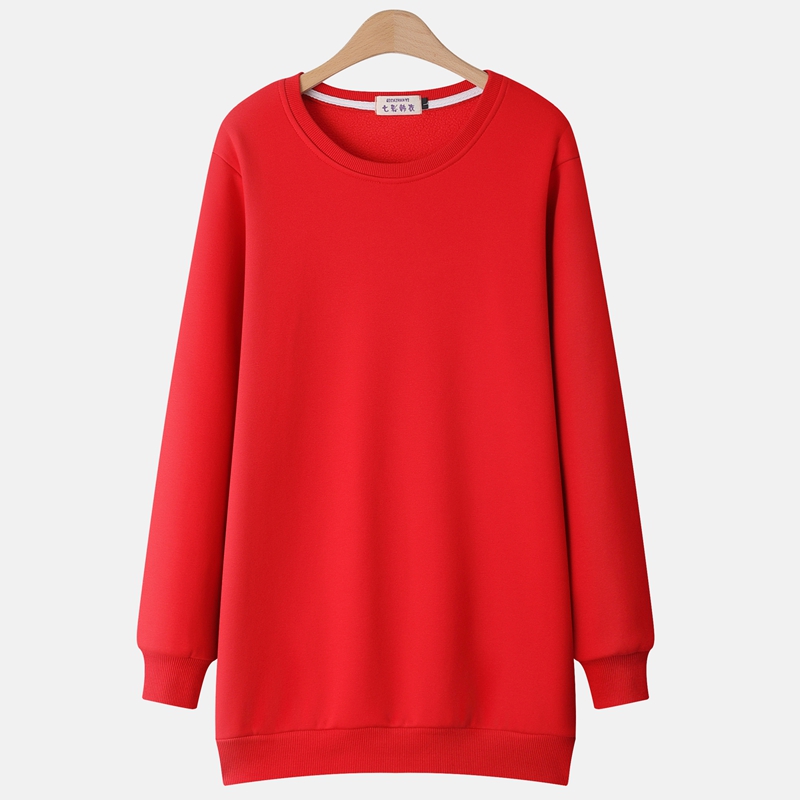 中长款春秋加厚纯色圆领卫衣女薄款2025新款宽松大码上衣女外套潮