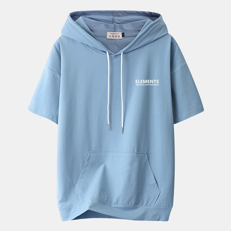 短袖T恤女夏季大码女士韩版新款2025宽松纯棉胖mm连帽卫衣带帽潮