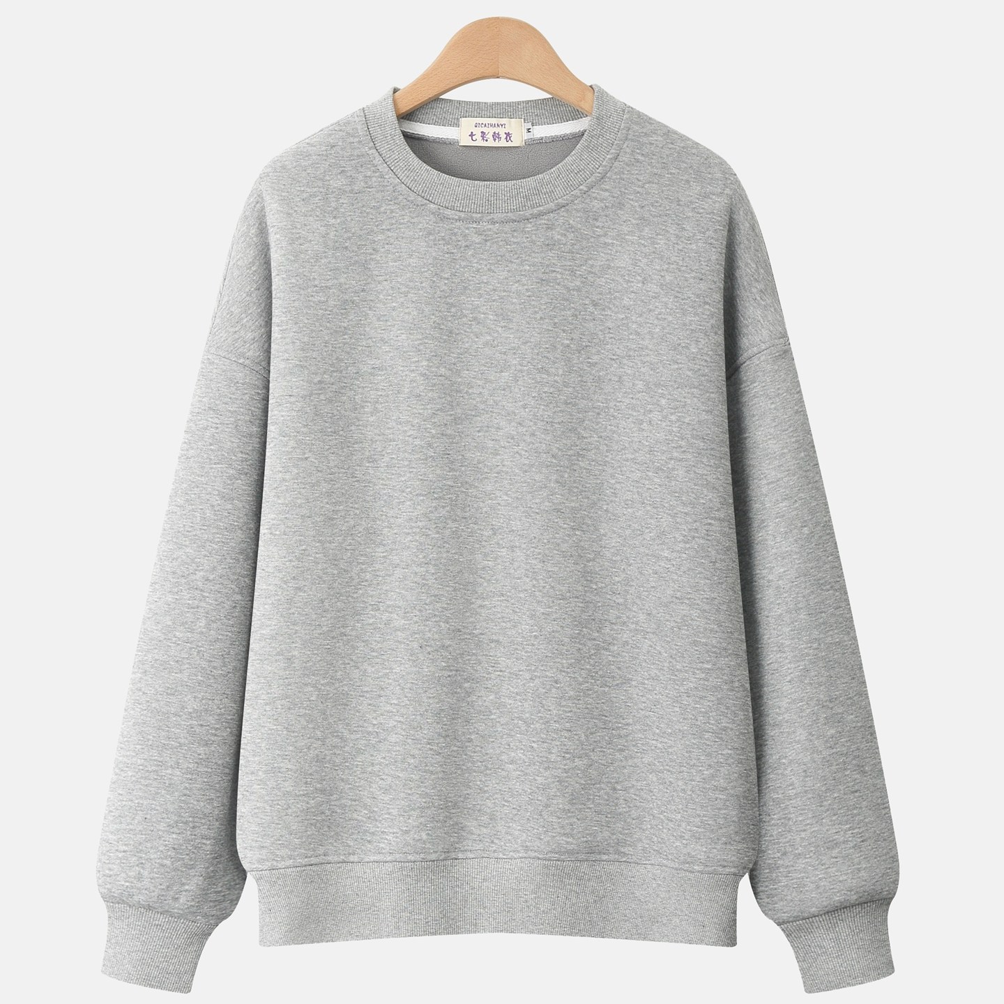 2026新款加绒加厚卫衣女圆领宽松显瘦长袖极简风纯色春秋大码上衣