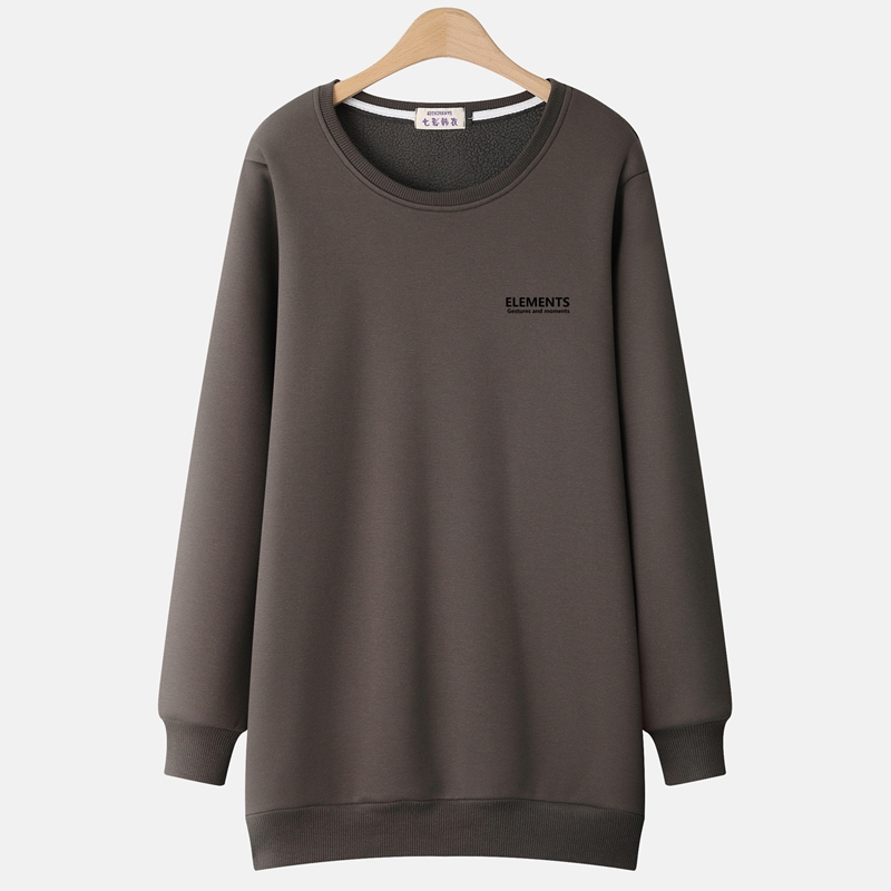 春秋无帽圆领上衣薄款加厚中长款卫衣女2025新款宽松显瘦外套薄款