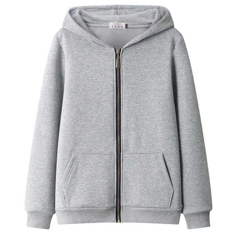 2025新款薄款连帽开衫灰色卫衣外套女春秋款宽松休闲百搭拉链上衣