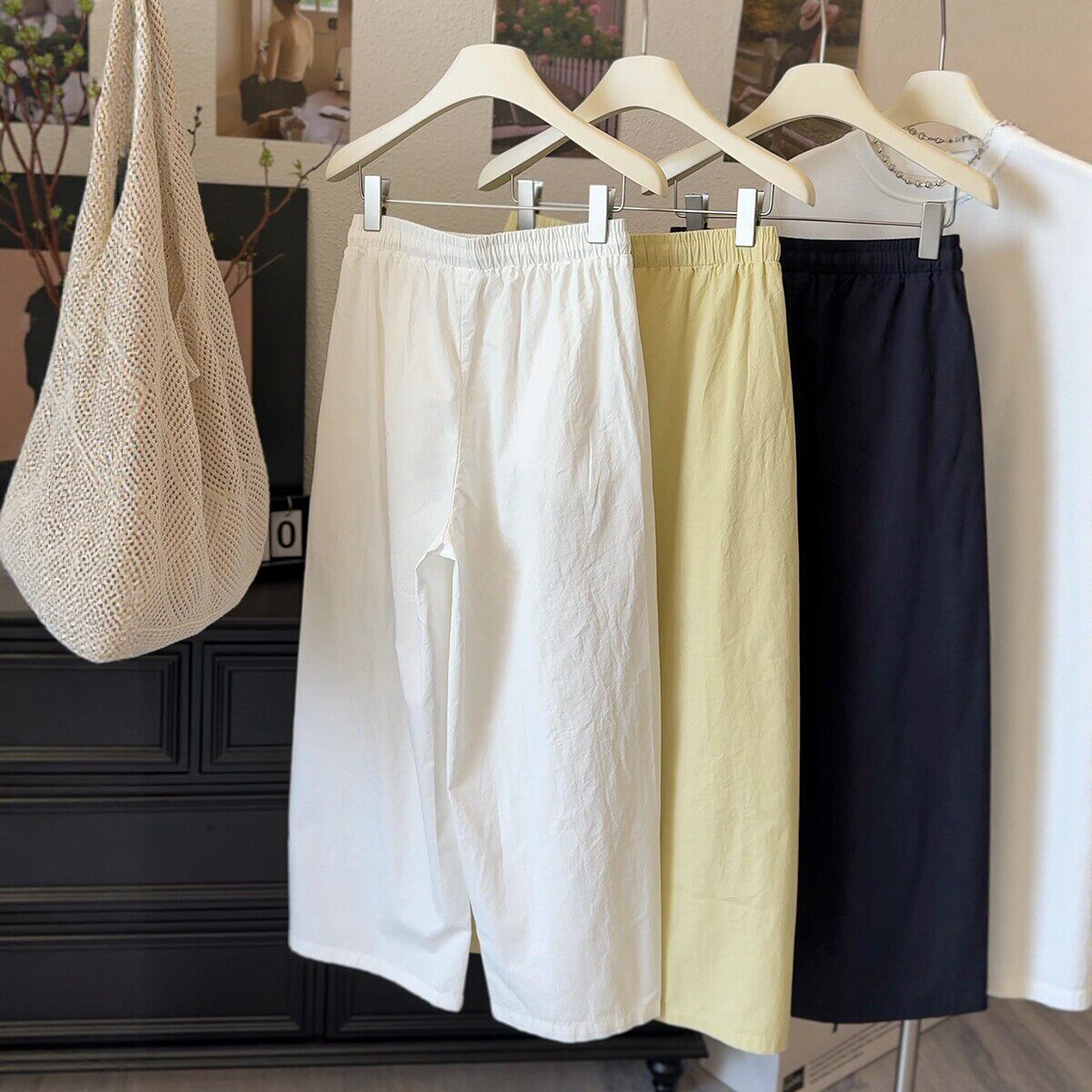 阔腿裤女夏季薄款水洗棉2026新款休闲速干窄版直筒九分运动裤子潮