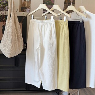 阔腿裤女夏季薄款水洗棉2026新款休闲速干窄版直筒九分运动裤子潮