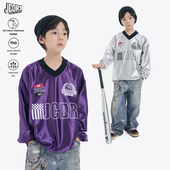 JAC梦想家童装 25早春blockecore亮面运动风儿童球服长袖 上衣