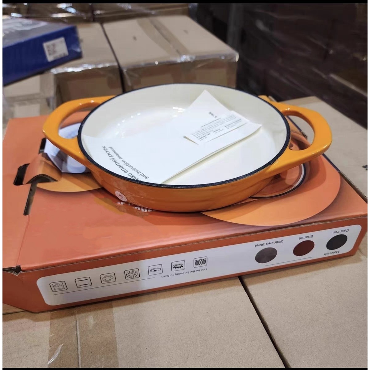 22/30cm平底锅铸铁珐琅锅煎盘烤盘不粘酒店家用牛排烙饼炒菜煎锅