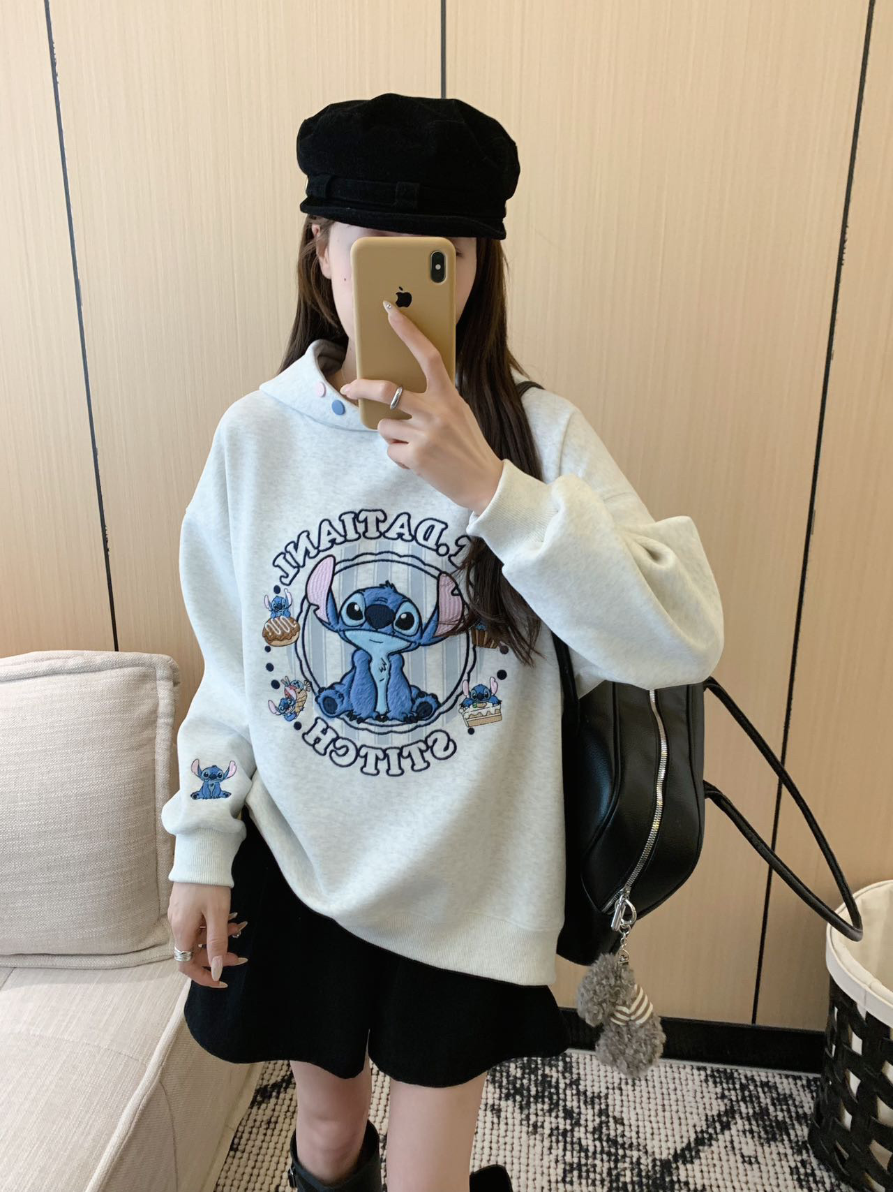 史迪仔重工刺绣连帽款卫衣女韩版休闲宽松百搭显瘦套头长袖卫衣潮