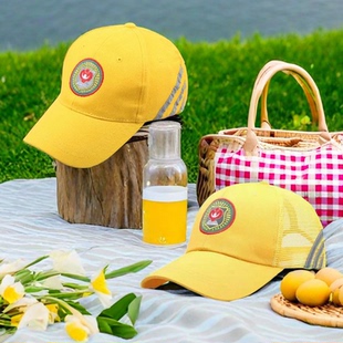 儿童安全小黄帽中小学生孩子朋友上下学学校团体荧光返光棒球帽子