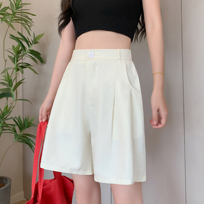 高腰阔腿宽松显瘦休闲短裤女2025夏新款时尚百搭西装中裤五分裤子