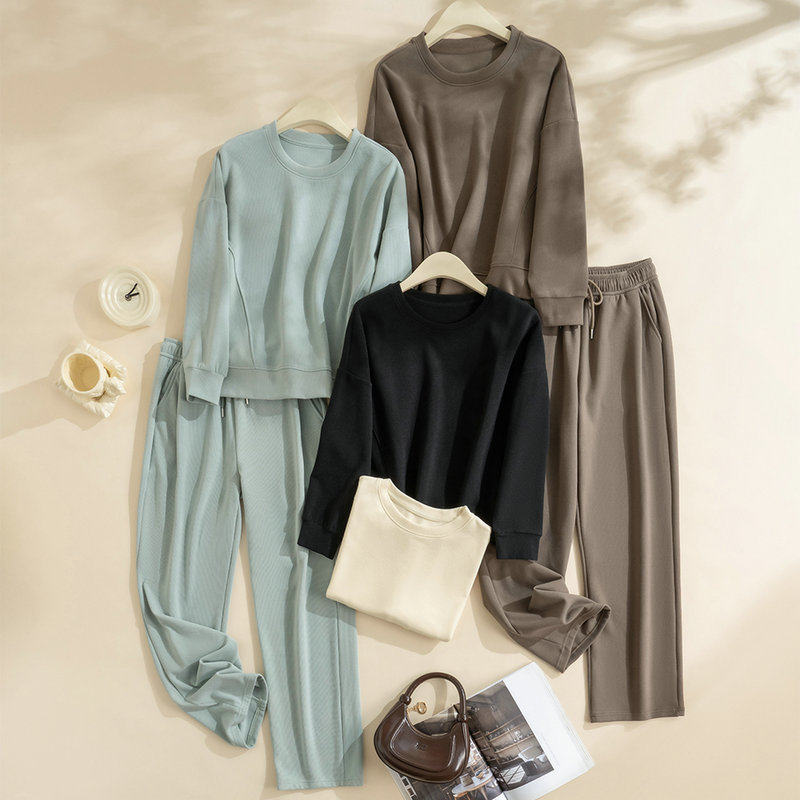 可外穿！德绒磨毛保暖家居服套装女！2025秋冬宽松卫衣休闲裤套装,女装/女士精品,时尚套装,淘宝优惠券,粉丝福利购,淘宝优惠卷