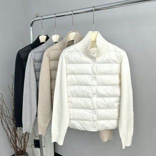 韩系时尚百搭针织立领拼接长袖棉服外套女2025秋冬轻量化保暖棉衣