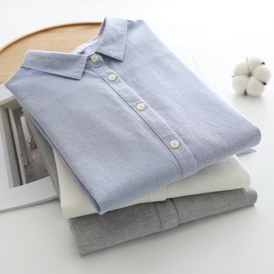 3色！尖领磨毛棉长袖衬衫女