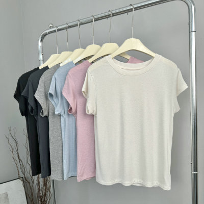 轻柔软糯天丝醋酸圆领短袖T恤女！2026夏ins风亲肤打底衫百搭上衣