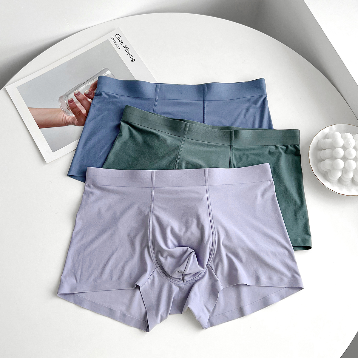 锦纶磨毛桑蚕丝抑菌无痕平角裤男