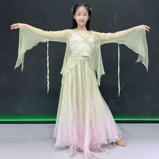 新款 古典舞蹈服女身韵渐变纱衣古风练功服仙气飘逸艺考演出服套装