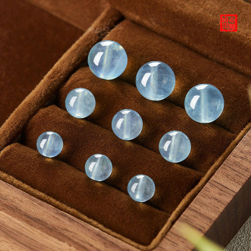 严选高品质海蓝宝散珠魔鬼蓝圆珠6mm单珠手串diy配件串珠手链吊坠